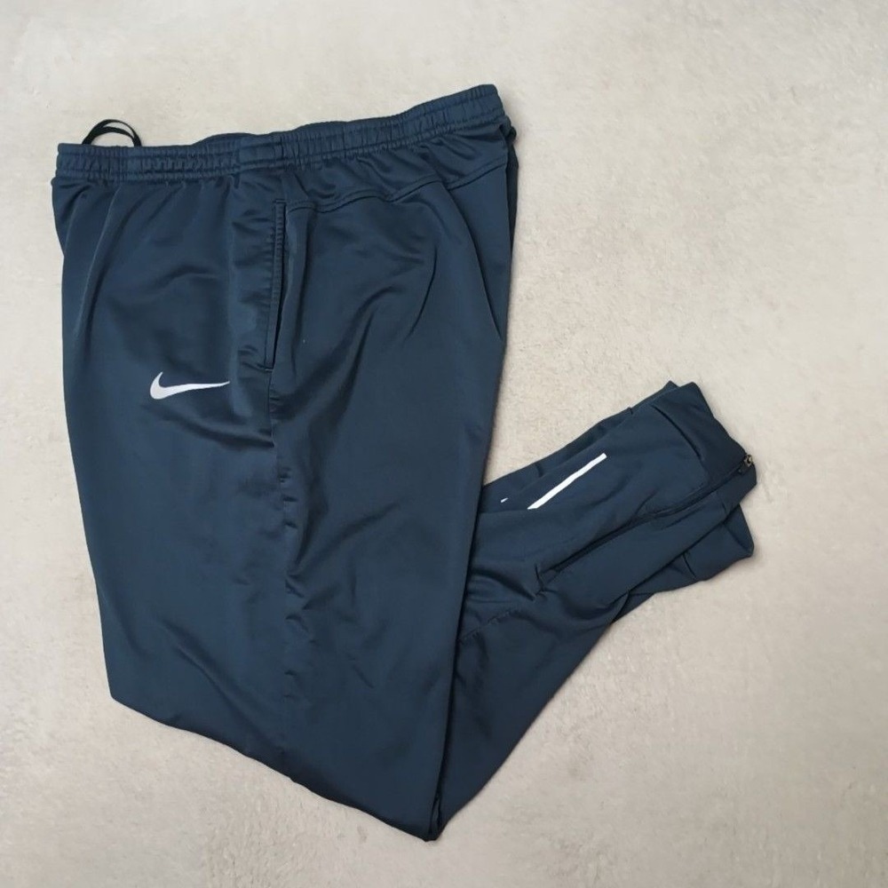 Nike Track Pants Mens L Blue Armory Running Tapered Zip Pocket Reflective AQ4887